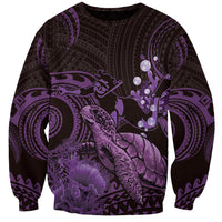 Purple Aloha Hawaii Sweatshirt Snorkeling With Sea Turtle Polynesian Pattern LT14 Unisex Purple - Polynesian Pride