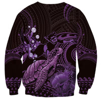 Purple Aloha Hawaii Sweatshirt Snorkeling With Sea Turtle Polynesian Pattern LT14 - Polynesian Pride