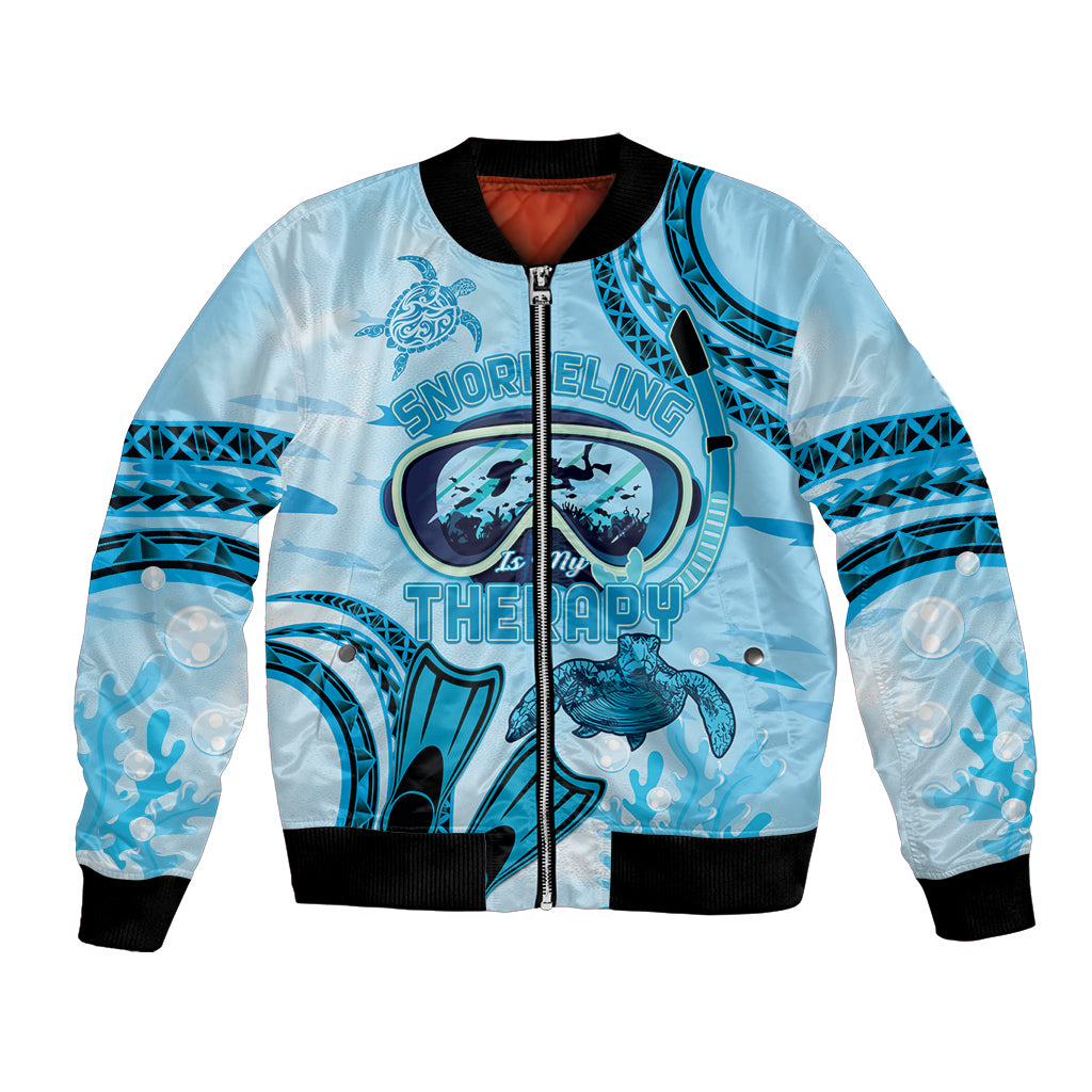 Hawaii Sea Turtle Snorkeling Is My Therapy Bomber Jacket LT14 Unisex Blue - Polynesian Pride