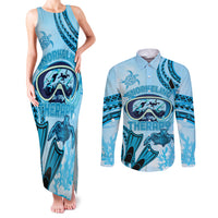 Hawaii Sea Turtle Snorkeling Is My Therapy Couples Matching Tank Maxi Dress and Long Sleeve Button Shirt LT14 Blue - Polynesian Pride