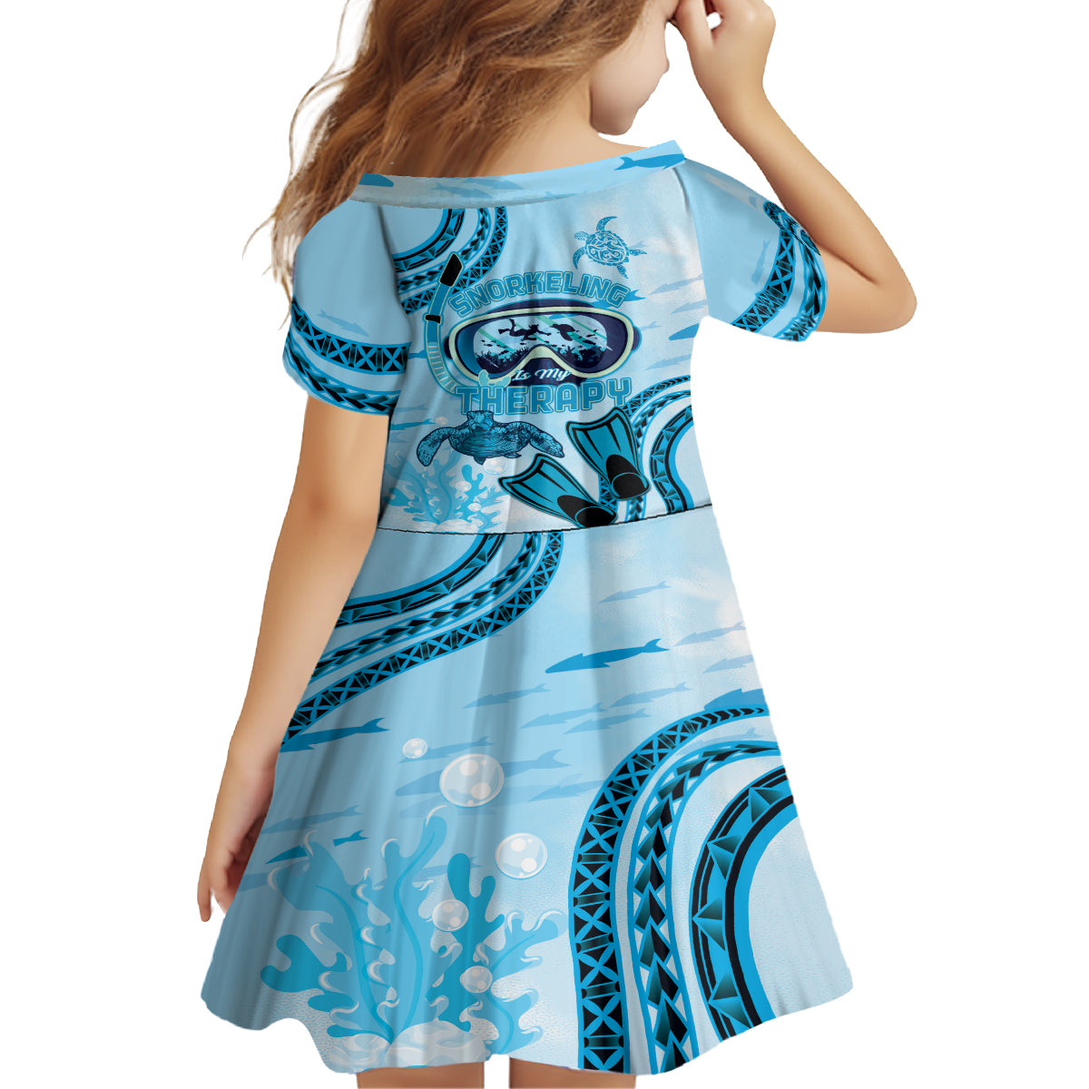 Hawaii Sea Turtle Snorkeling Is My Therapy Family Matching Puletasi and Hawaiian Shirt LT14 - Polynesian Pride