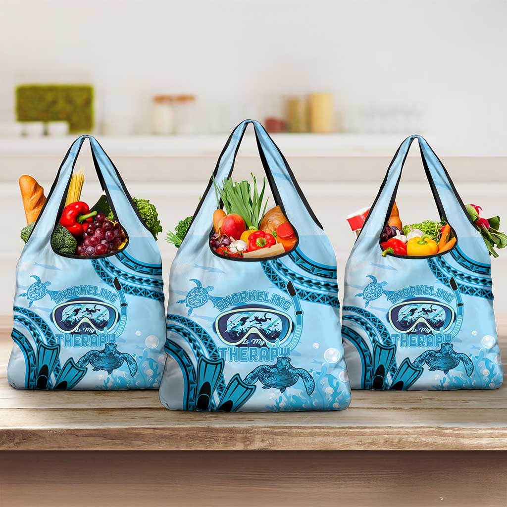 Hawaii Sea Turtle Snorkeling Is My Therapy Grocery Bag LT14 3-pack One Size Blue - Polynesian Pride