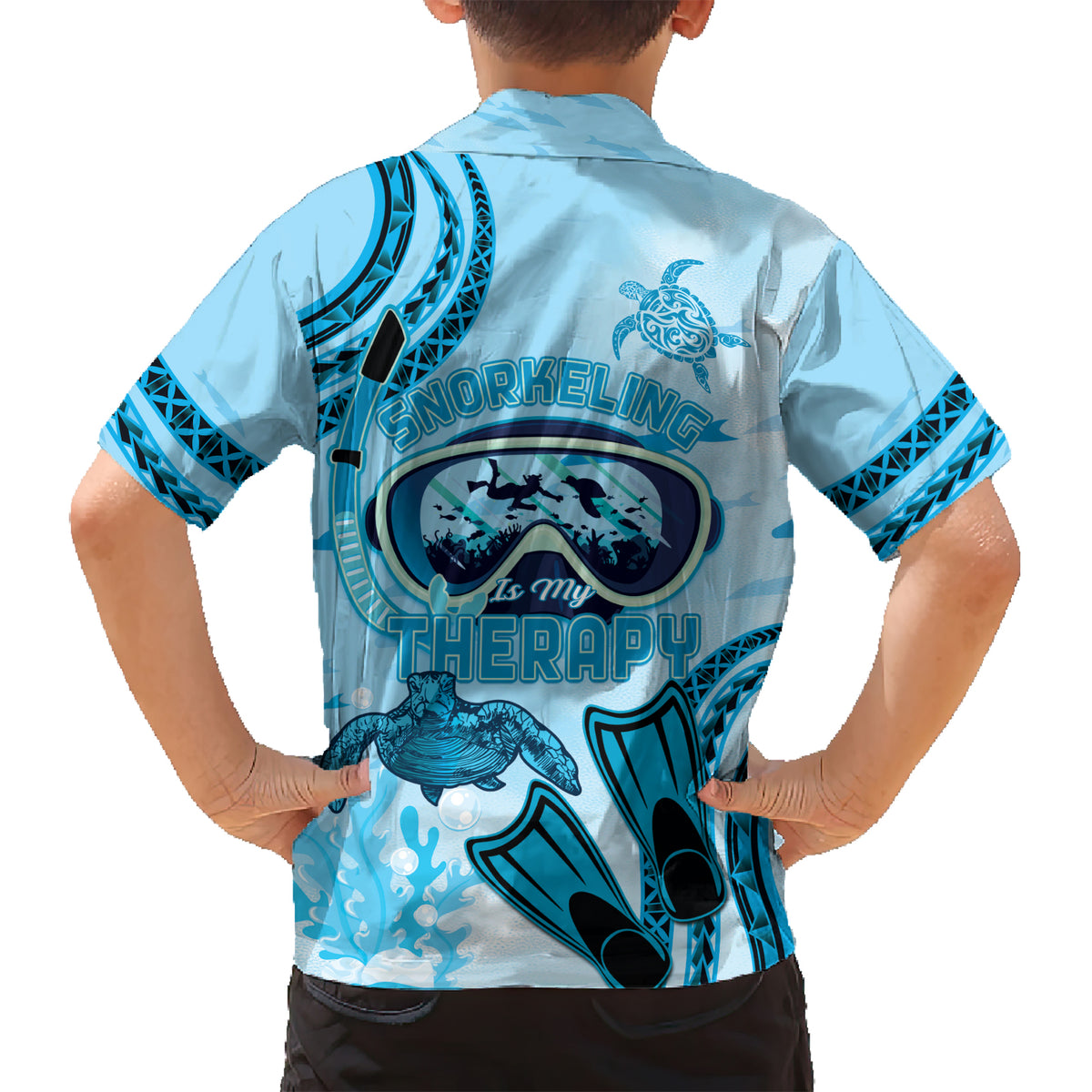 Hawaii Sea Turtle Snorkeling Is My Therapy Kid Hawaiian Shirt