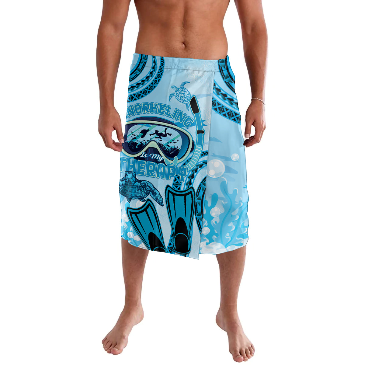 Hawaii Sea Turtle Snorkeling Is My Therapy Lavalava LT14 Blue - Polynesian Pride