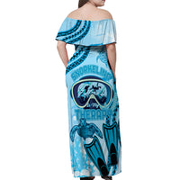 Hawaii Sea Turtle Snorkeling Is My Therapy Off Shoulder Maxi Dress LT14 - Polynesian Pride