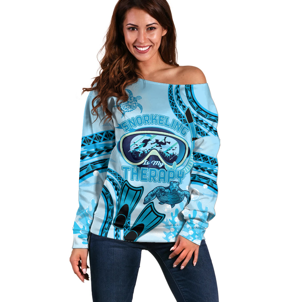 Hawaii Sea Turtle Snorkeling Is My Therapy Off Shoulder Sweater