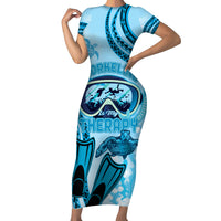 Hawaii Sea Turtle Snorkeling Is My Therapy Short Sleeve Bodycon Dress