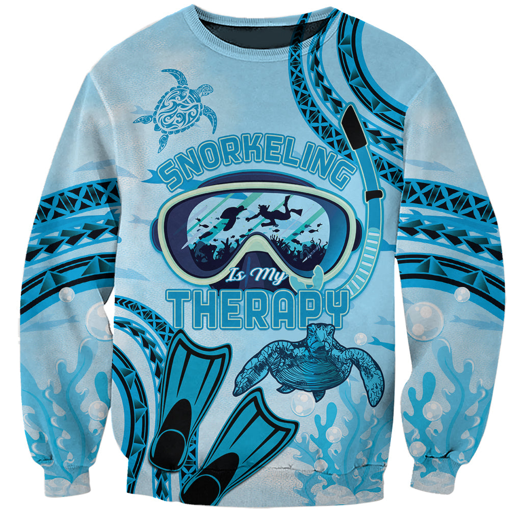 Hawaii Sea Turtle Snorkeling Is My Therapy Sweatshirt LT14 Unisex Blue - Polynesian Pride