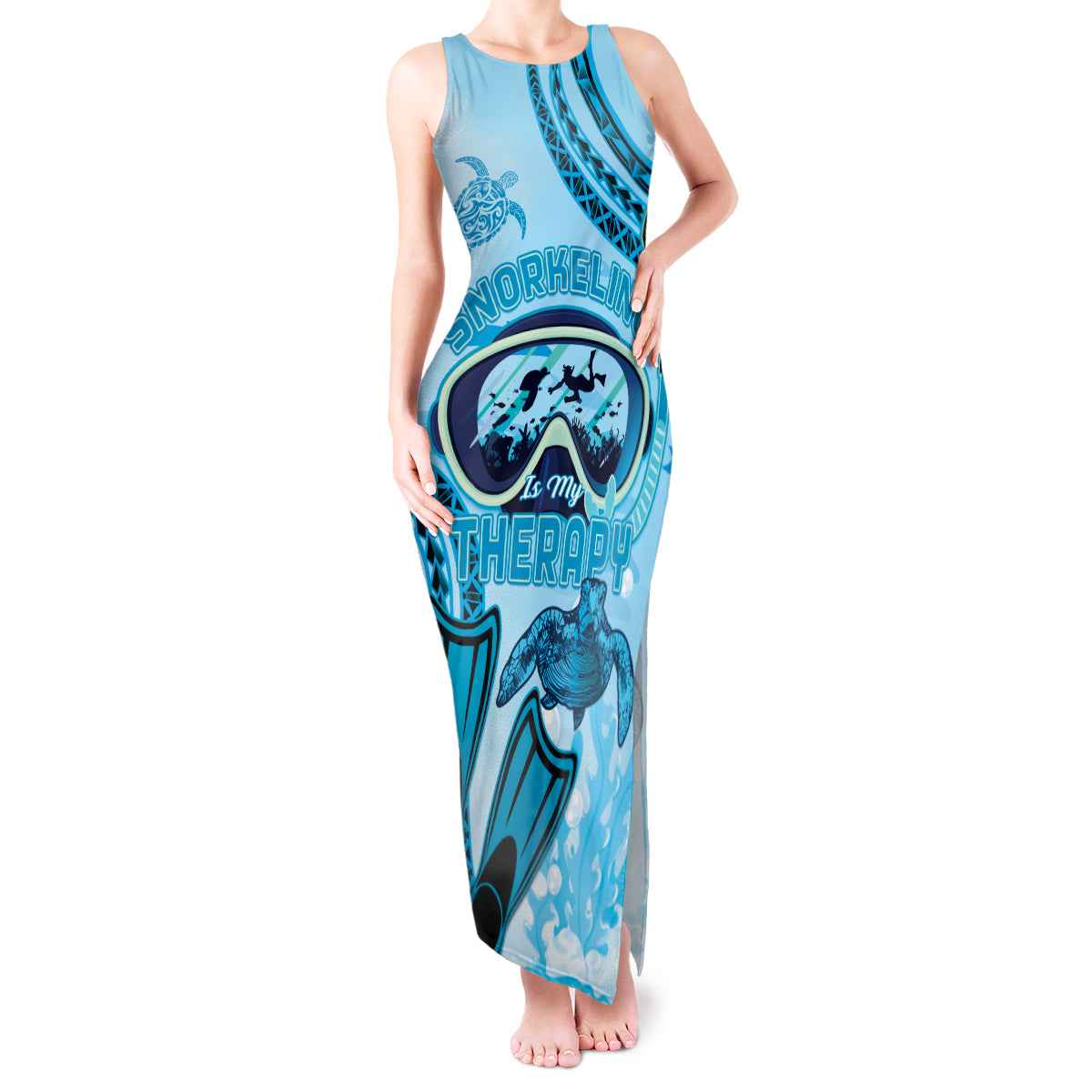 Hawaii Sea Turtle Snorkeling Is My Therapy Tank Maxi Dress