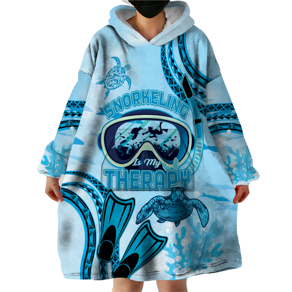 Hawaii Sea Turtle Snorkeling Is My Therapy Wearable Blanket Hoodie LT14 - Polynesian Pride