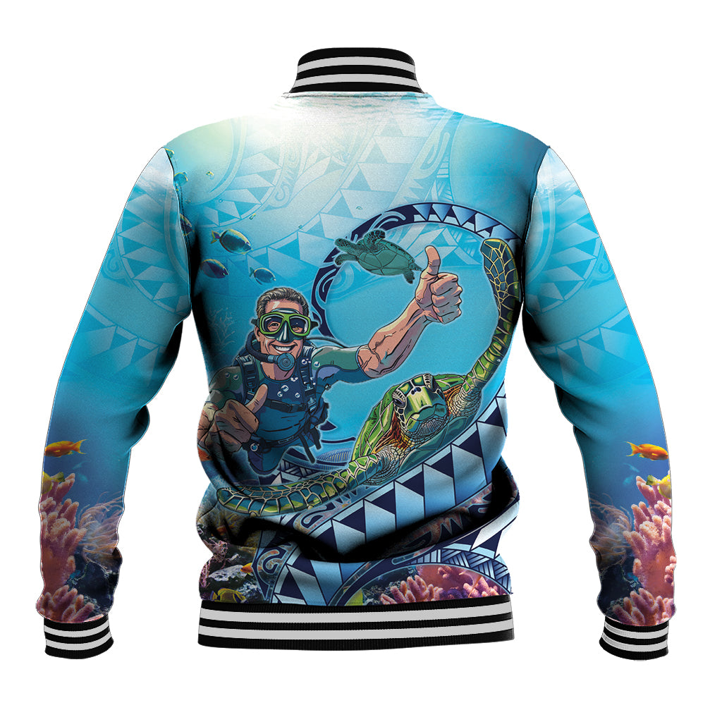 Hawaii Snorkeling Honu Turtle Baseball Jacket Under The Ocean Vibes LT14 - Polynesian Pride