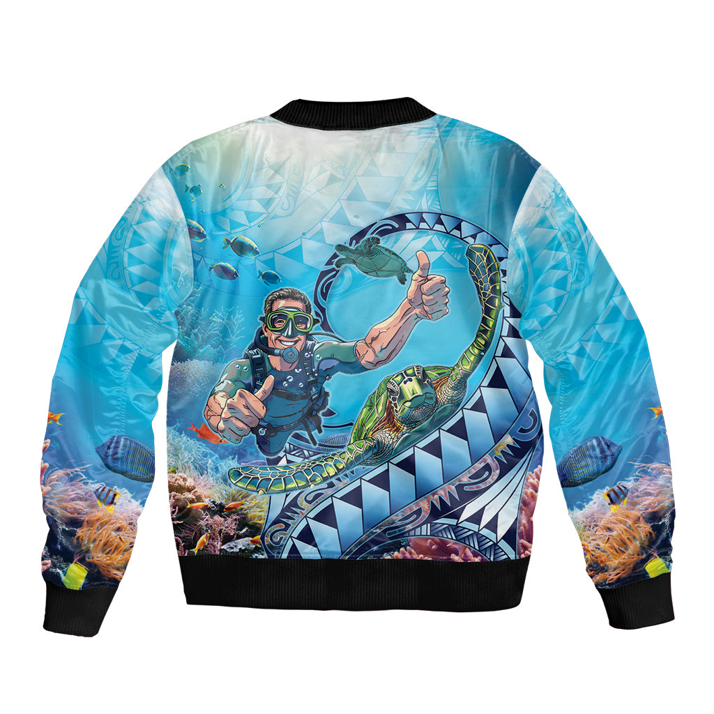 Hawaii Snorkeling Honu Turtle Bomber Jacket Under The Ocean Vibes LT14 - Polynesian Pride