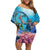 Hawaii Snorkeling Honu Turtle Family Matching Off Shoulder Short Dress and Hawaiian Shirt Under The Ocean Vibes