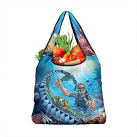 Hawaii Snorkeling Honu Turtle Grocery Bag Under The Ocean Vibes LT14 1-pack One Size Blue - Polynesian Pride