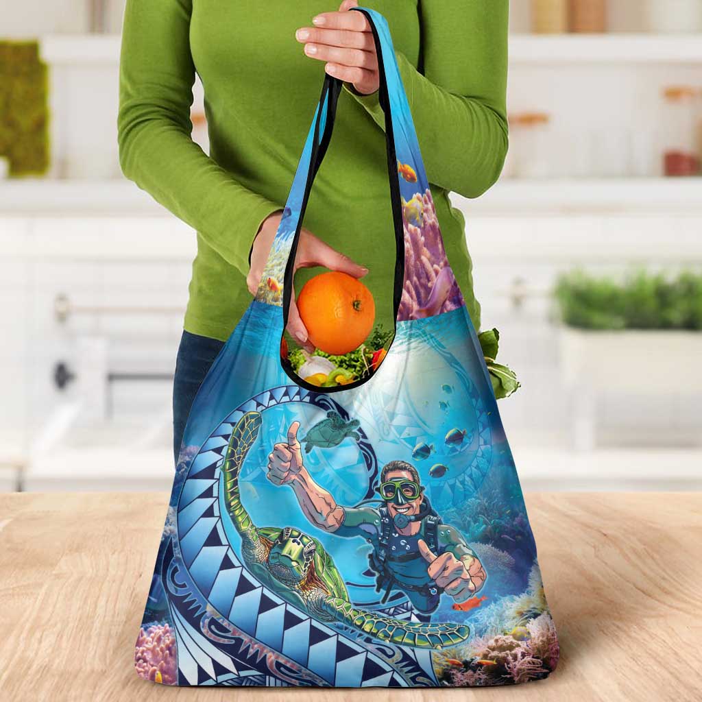 Hawaii Snorkeling Honu Turtle Grocery Bag Under The Ocean Vibes LT14 - Polynesian Pride