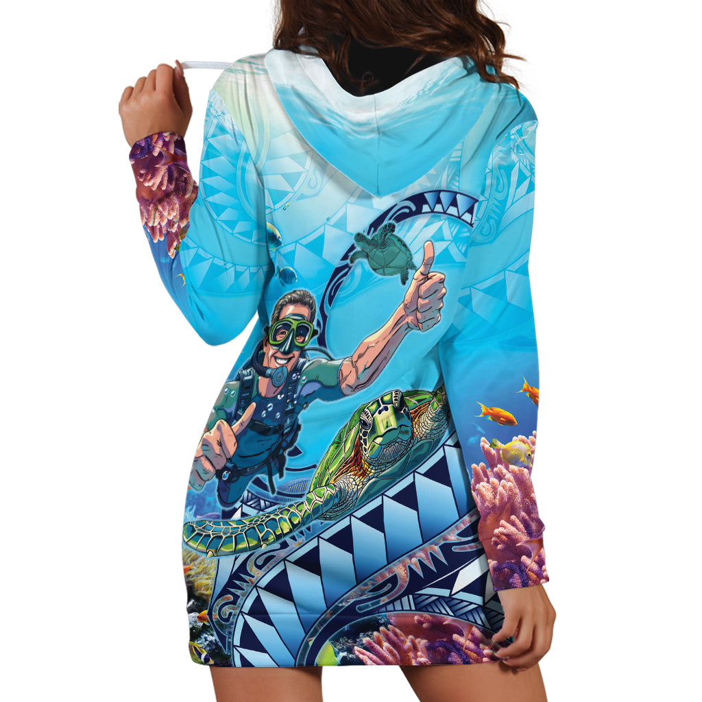 Hawaii Snorkeling Honu Turtle Hoodie Dress Under The Ocean Vibes LT14 - Polynesian Pride