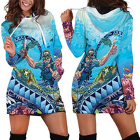 Hawaii Snorkeling Honu Turtle Hoodie Dress Under The Ocean Vibes LT14 - Polynesian Pride