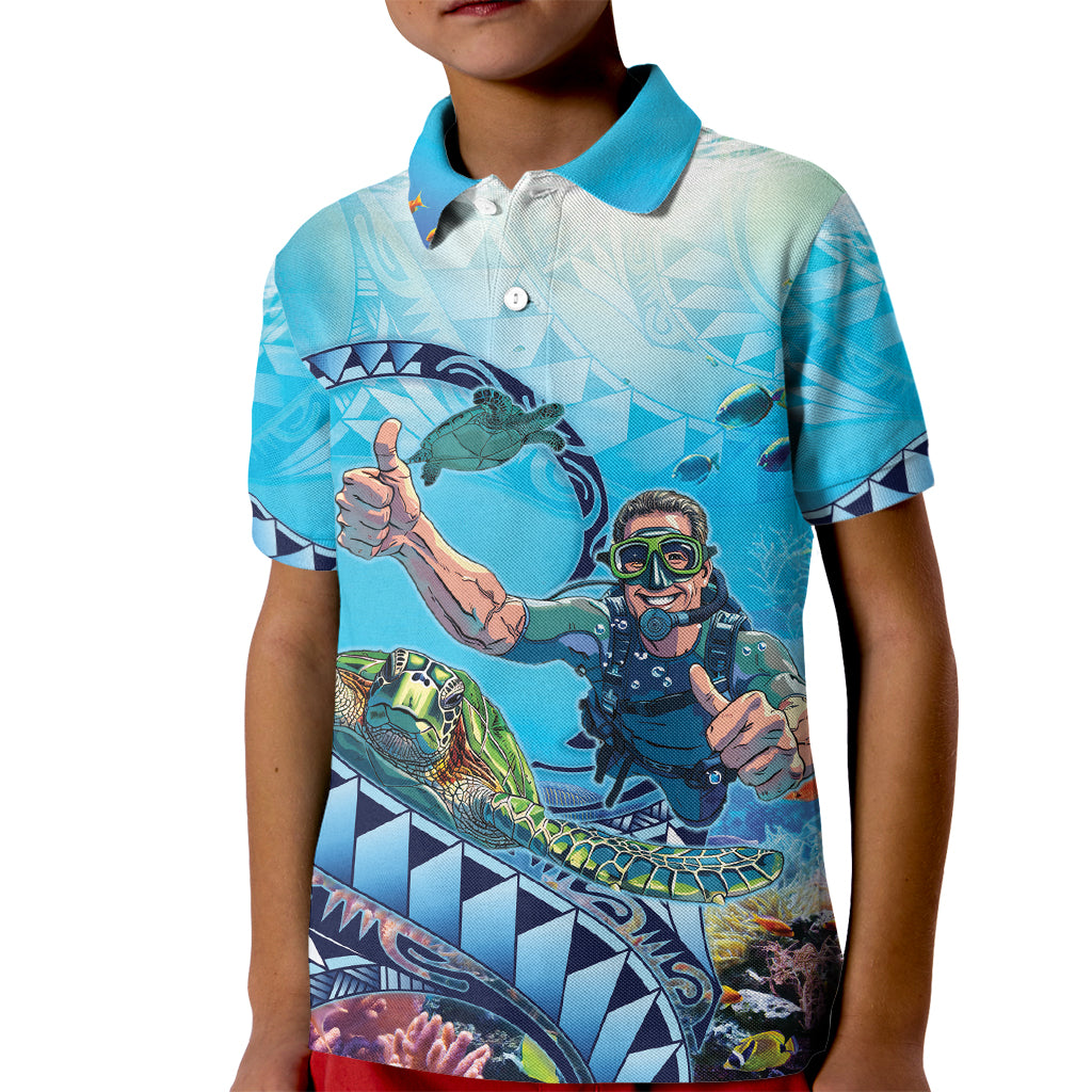 Hawaii Snorkeling Honu Turtle Kid Polo Shirt Under The Ocean Vibes