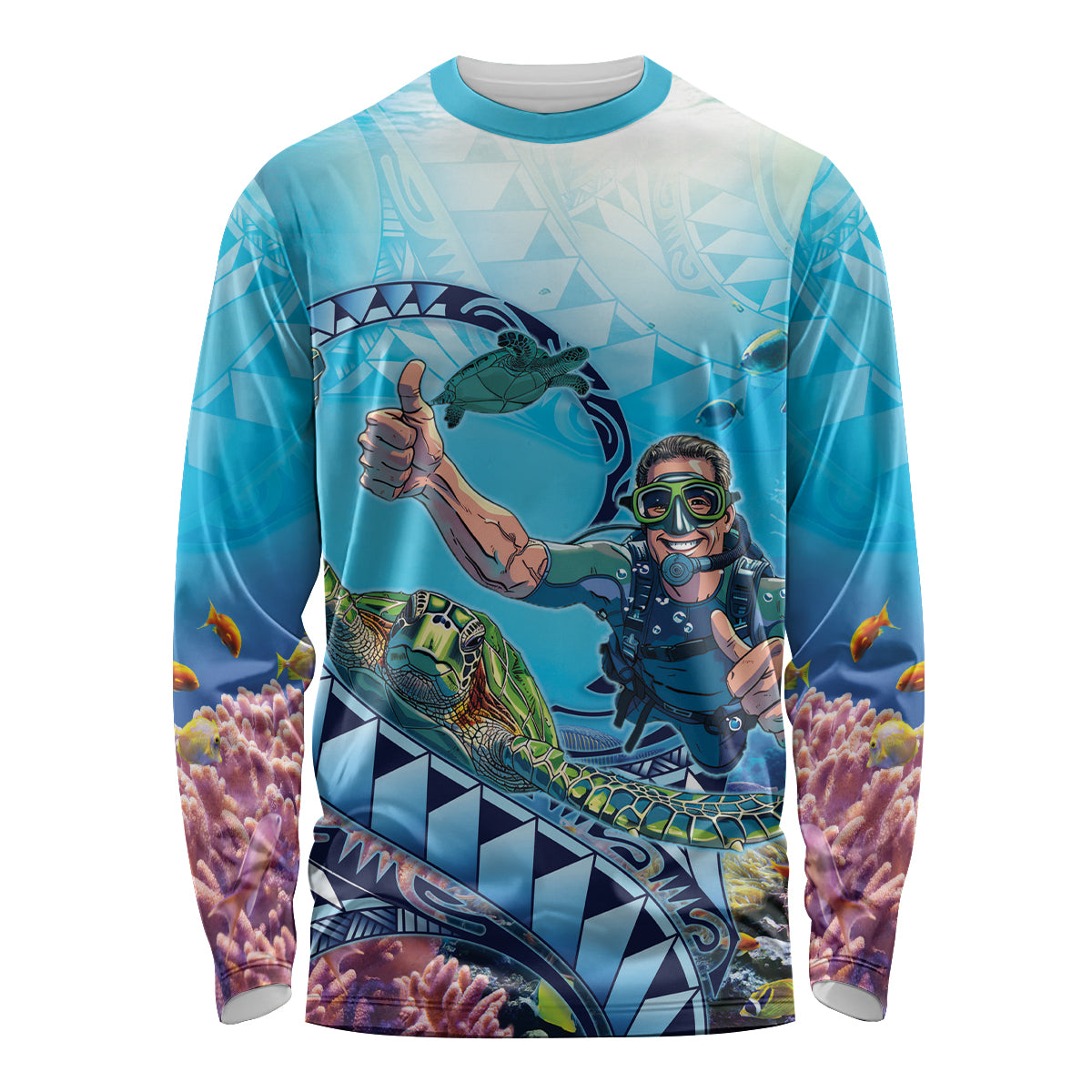 Hawaii Snorkeling Honu Turtle Long Sleeve Shirt Under The Ocean Vibes