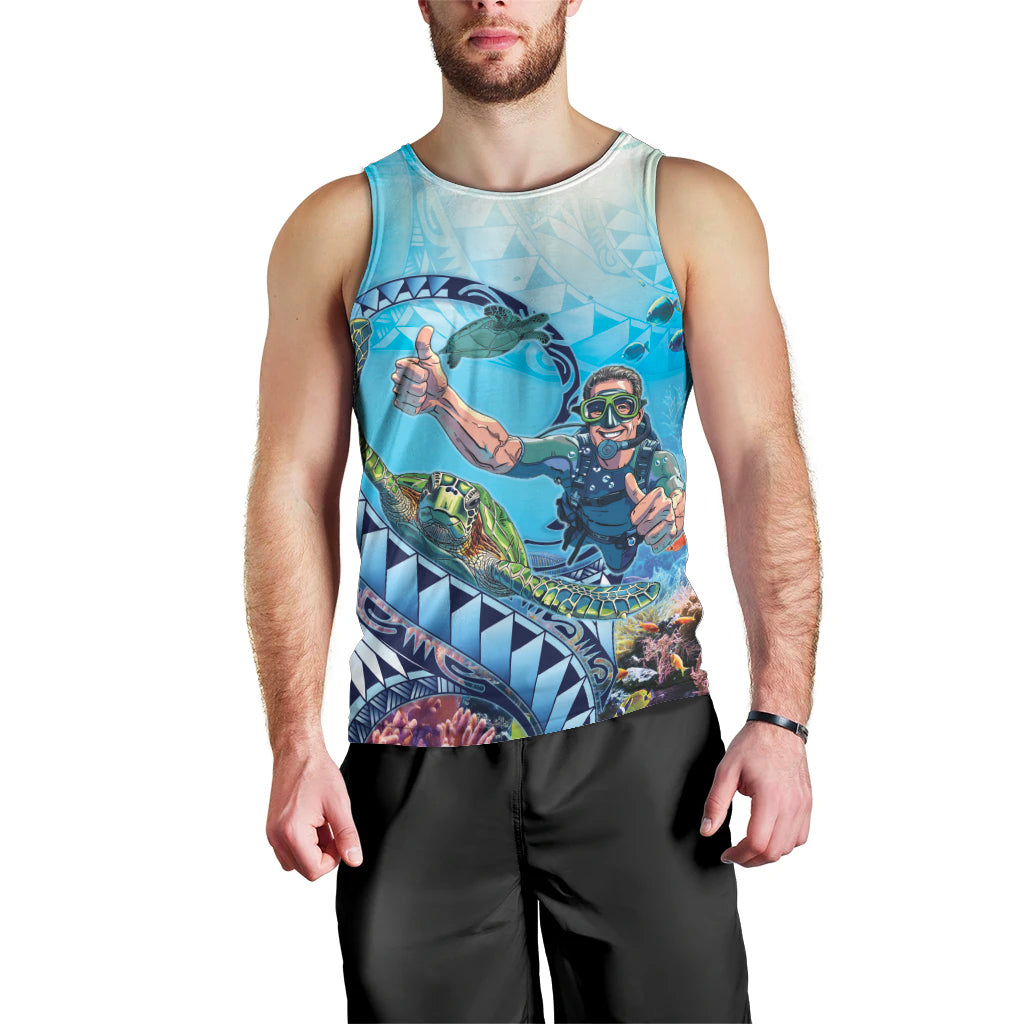 Hawaii Snorkeling Honu Turtle Men Tank Top Under The Ocean Vibes LT14 - Polynesian Pride
