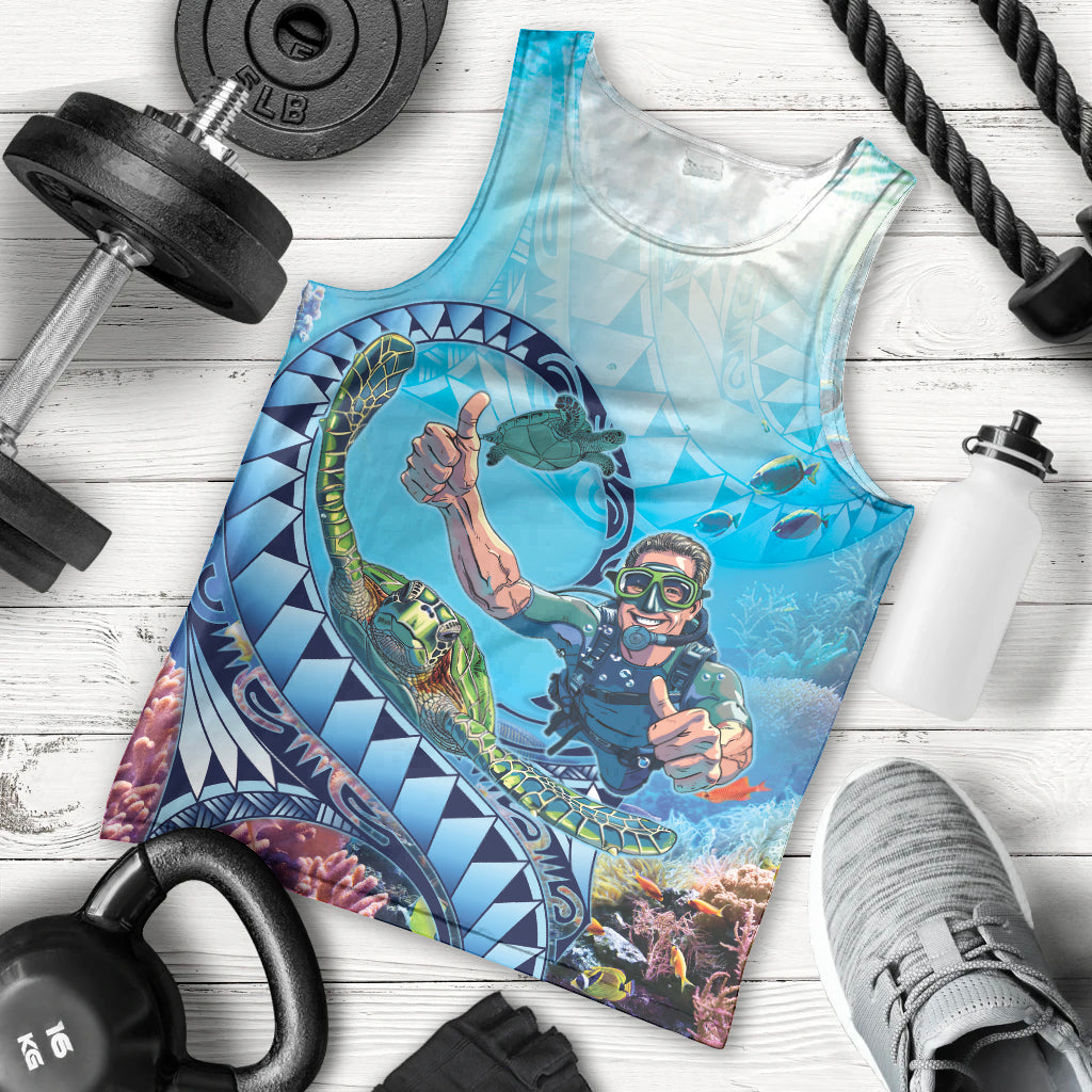 Hawaii Snorkeling Honu Turtle Men Tank Top Under The Ocean Vibes LT14 - Polynesian Pride