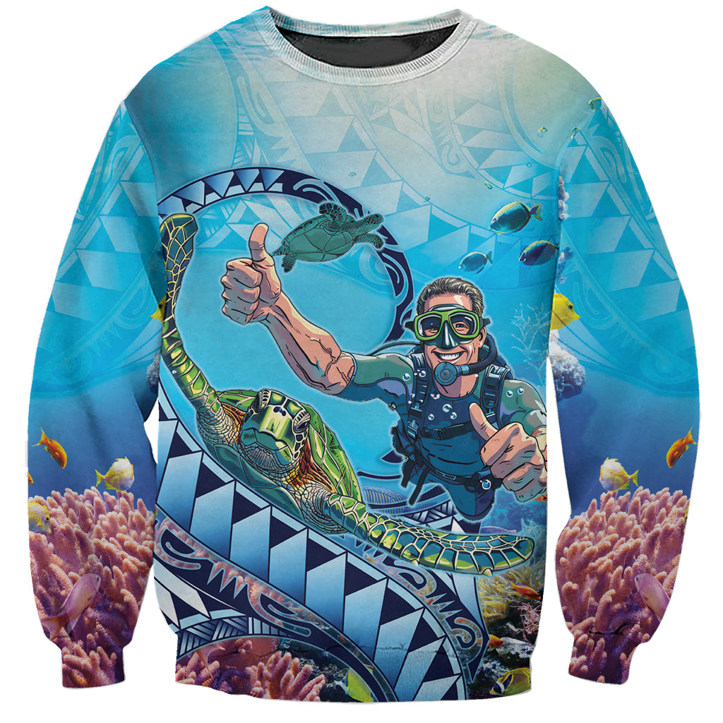 Hawaii Snorkeling Honu Turtle Sweatshirt Under The Ocean Vibes LT14 Unisex Blue - Polynesian Pride