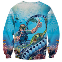 Hawaii Snorkeling Honu Turtle Sweatshirt Under The Ocean Vibes LT14 - Polynesian Pride