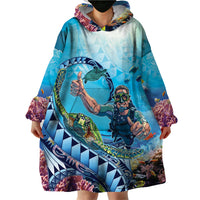 Hawaii Snorkeling Honu Turtle Wearable Blanket Hoodie Under The Ocean Vibes LT14 - Polynesian Pride