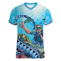 Hawaii Snorkeling Honu Turtle Women V-Neck T-Shirt Under The Ocean Vibes