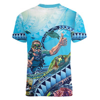 Hawaii Snorkeling Honu Turtle Women V-Neck T-Shirt Under The Ocean Vibes