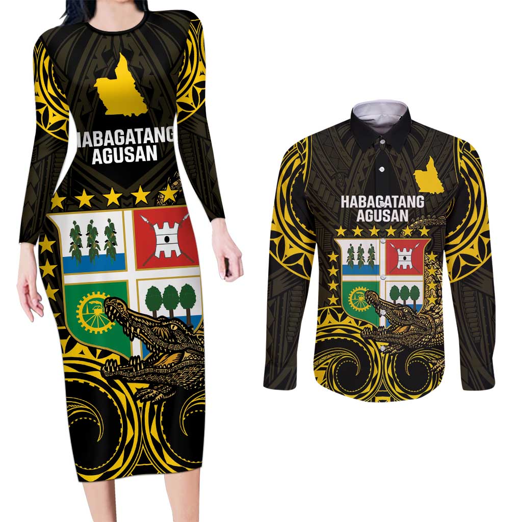 Agusan del Sur Philippines Couples Matching Long Sleeve Bodycon Dress and Long Sleeve Button Shirt Habagatang Agusan Lolong