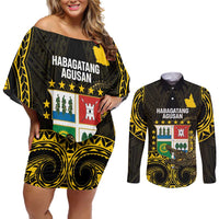 Agusan del Sur Philippines Couples Matching Off Shoulder Short Dress and Long Sleeve Button Shirt Habagatang Agusan Lolong