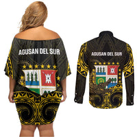 Agusan del Sur Philippines Couples Matching Off Shoulder Short Dress and Long Sleeve Button Shirt Habagatang Agusan Lolong