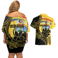 Quezon Province Couples Matching Off Shoulder Short Dress and Hawaiian Shirt Cocolandia Philippines Turtle
