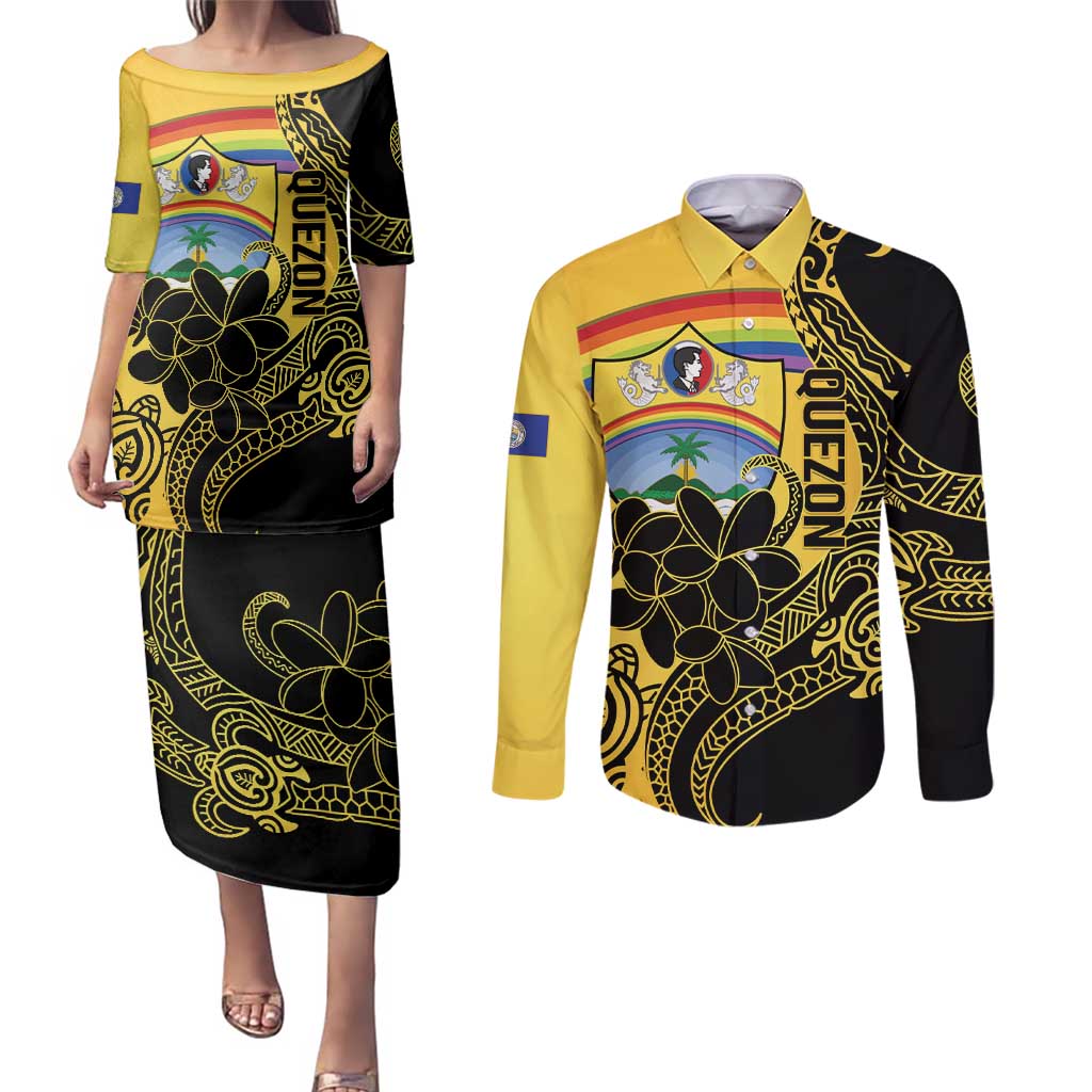 Quezon Province Couples Matching Puletasi and Long Sleeve Button Shirt Cocolandia Philippines Turtle