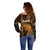 Polynesian Pride Hawaiian Islands Off Shoulder Sweater Lani Map Gold Kanaka With Kakau LT14 - Polynesian Pride