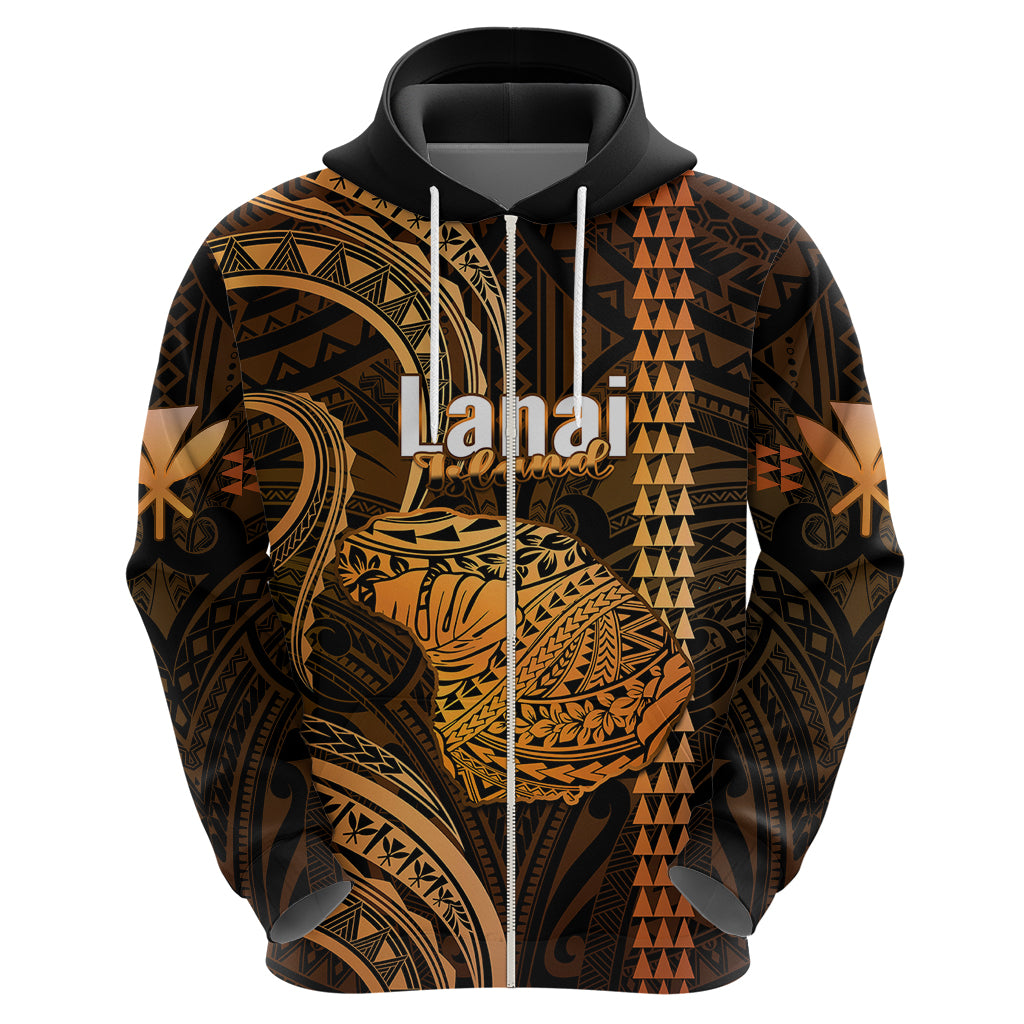 Custom Hawaiian Islands Hoodie Lani Map Gold Kanaka With Kakau LT14 - Polynesian Pride