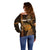 Personalised Hawaiian Islands Off Shoulder Sweater Lani Map Gold Kanaka With Kakau LT14 - Polynesian Pride