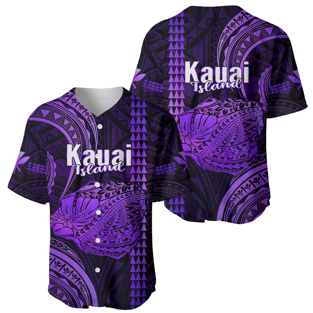 Polynesian Pride Hawaiian Islands Baseball Jersey Kauai Map Purple Kanaka With Kakau LT14 - Polynesian Pride