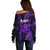 Polynesian Pride Hawaiian Islands Off Shoulder Sweater Kauai Map Purple Kanaka With Kakau LT14 - Polynesian Pride