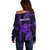 Personalised Hawaiian Islands Off Shoulder Sweater Kauai Map Purple Kanaka With Kakau LT14 - Polynesian Pride