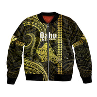 Polynesian Pride Hawaiian Islands Bomber Jacket Oahu Map Yellow Kanaka With Kakau LT14 Unisex Yellow - Polynesian Pride