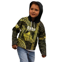 Polynesian Pride Hawaiian Islands Kid Hoodie Oahu Map Yellow Kanaka With Kakau LT14 - Polynesian Pride