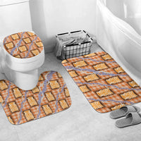 Aloha Hawaii Tiki Palaka Motifs Bathroom Set Honohono Lei Orange Elegant Vibes LT14 Mat Set Only (3 pcs) One Size Orange - Polynesian Pride