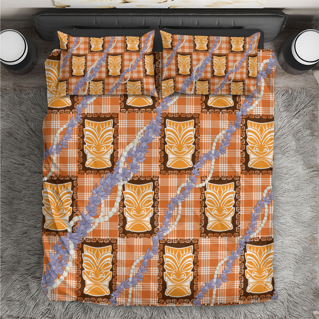 Aloha Hawaii Tiki Palaka Motifs Bedding Set Honohono Lei Orange Elegant Vibes LT14 Orange - Polynesian Pride