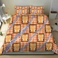 Aloha Hawaii Tiki Palaka Motifs Bedding Set Honohono Lei Orange Elegant Vibes LT14 - Polynesian Pride
