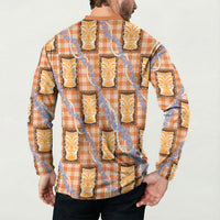 Aloha Hawaii Tiki Palaka Motifs Button Sweatshirt Honohono Lei Orange Elegant Vibes LT14 - Polynesian Pride