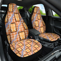 Aloha Hawaii Tiki Palaka Motifs Car Seat Cover Honohono Lei Orange Elegant Vibes