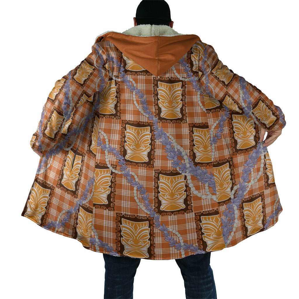 Aloha Hawaii Tiki Palaka Motifs Cloak Honohono Lei Orange Elegant Vibes LT14 - Polynesian Pride