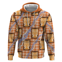 Aloha Hawaii Tiki Palaka Motifs Hoodie Honohono Lei Orange Elegant Vibes